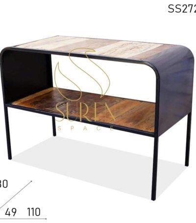 Reclaimed Metal Frame Console Table Design