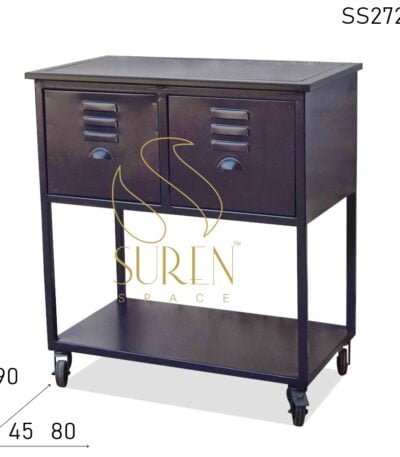 SS2728 Suren Space Metal Two Drawer Wheel Base Console Table