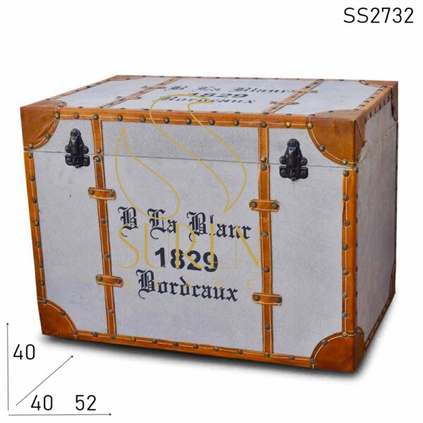 SS2732 Canvas Leather Printed Pouf Box