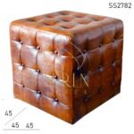 Pure Leather Tufted Design Stool Ottoman