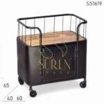 Wheel Base Metal Finish Industrial Bookcase Design