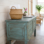 Blue Distress Carved Long Trunk