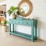 Green Distress Three Drawer Console Table Design