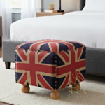 Flag Design Jute Fabric Handcrafted Pouf Design