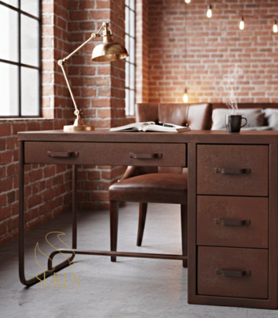 industrial theme study table design for hospitality