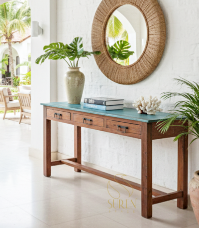 wooden hotel console table