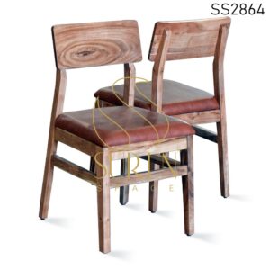 Acacia Wood Leatherette Seating Dining Chair