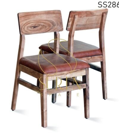 Acacia Wood Leatherette Seating Dining Chair