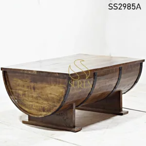 Barrel Design MS Walnut Finish Center Table Design