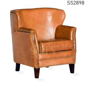 Buff Leather Export Quality Single Seater Sofa