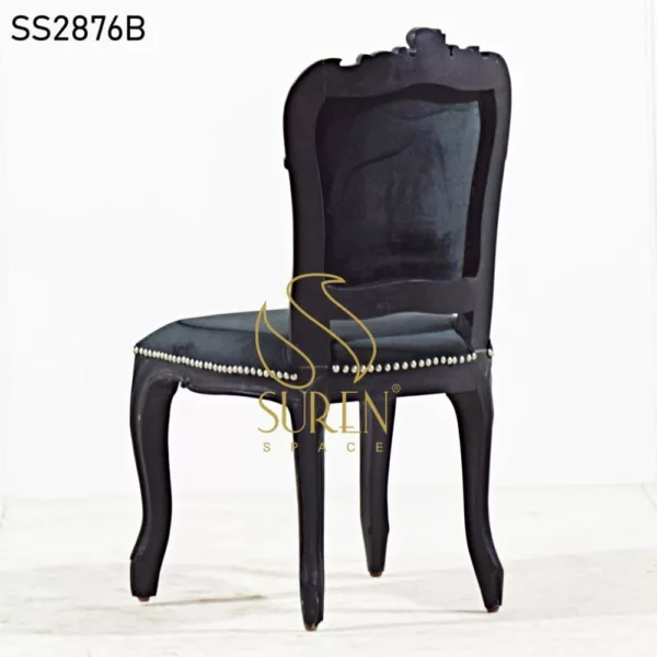 Carved Black Finish Velvet Fine Dining Chair