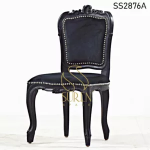 Carved Black Finish Velvet Fine Dining Chair