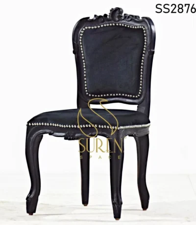 Carved Black Finish Velvet Fine Dining Chair