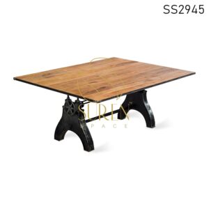 Casting Adjustable Height Mango Wood Dining Table