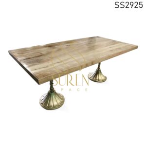 Casting Golden Finish Mango Wood Folding Dining Table