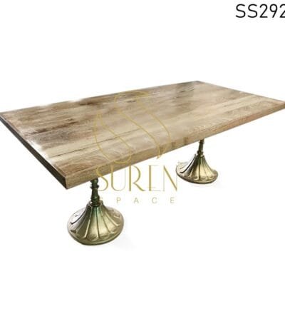 Casting Golden Finish Mango Wood Folding Dining Table