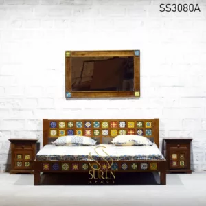 Colorful Tile Solid Wood Folding Bed