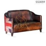 Country Flag Design Two Seater Leather Sofa