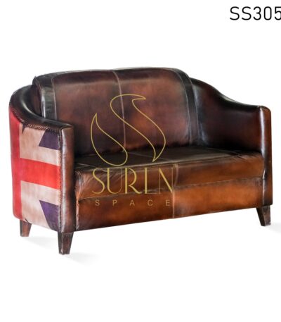 Country Flag Design Two Seater Leather Sofa