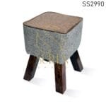 Duel Tone Wooden Legs Pouf Design
