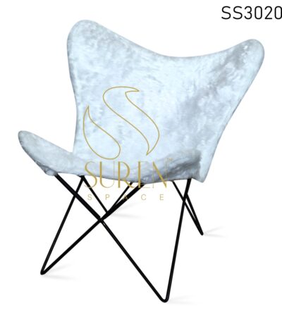 Fur Fabric Metal Stand Industrial Butterfly Rest Chair
