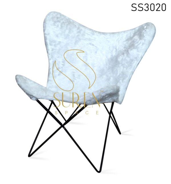 Fur Fabric Metal Stand Industrial Butterfly Rest Chair
