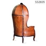 Goat Leather Carved Indian Style Balloon Chair