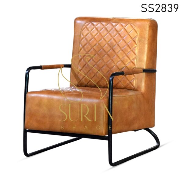 Goat Leather Hotel Room Living Room Rest Chair