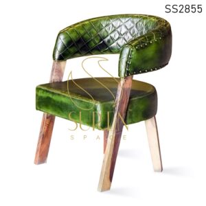 Green Distress Genuine Leather Unique Dining Chair