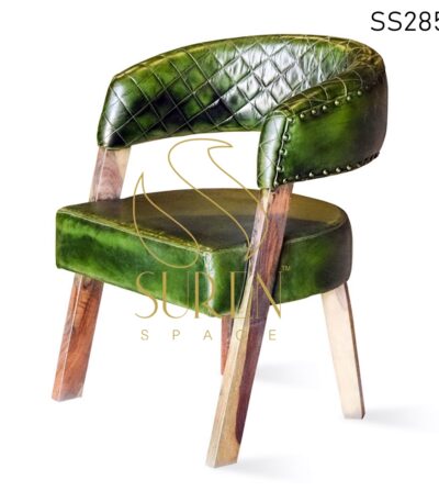 Green Distress Genuine Leather Unique Dining Chair