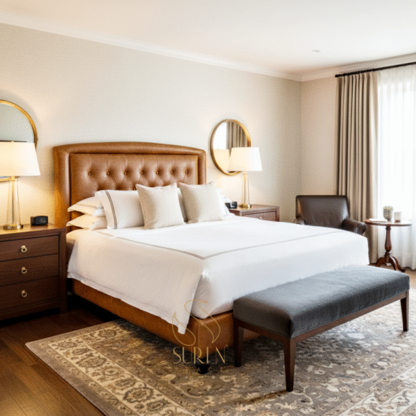 Genuine Leather Tufted Headboard Unique Bed Design