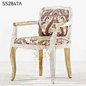 Lux Design Carved Wood Fabric Dining Chair