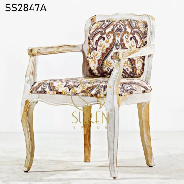 Lux Design Carved Wood Fabric Dining Chair