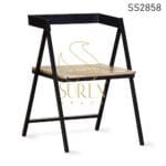 MS Black Finish Wooden Seat Semi Outdoor Chair