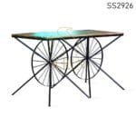 MS Wheel Base Reclaimed Wood Bar Pub Table