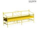 Metal Leatherette Outdoor Three Seater Bench