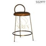Metallic Industrial Leather Seat Bar Chair