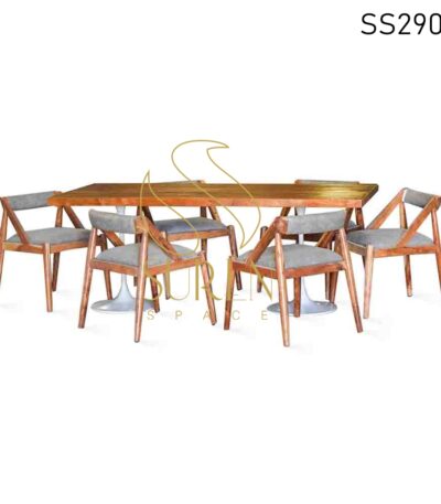 Natural Acacia Wood Leatherette Casting Dining Set