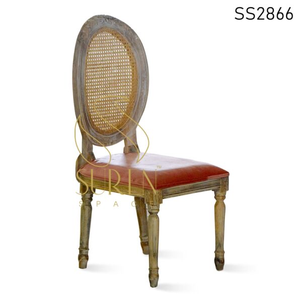 Natural Cane Distress Finish Upholstered Dining Chair