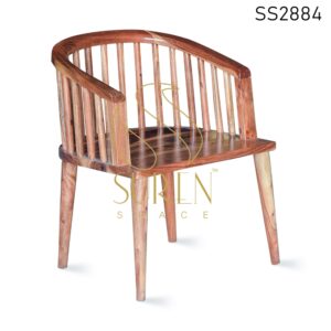 Natural Finish Round Shape Acacia Wood Dining Chair