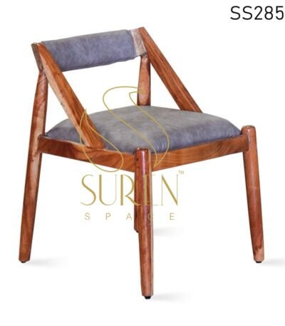 Natural Finish Solid Acacia Wood Upholstered Chair