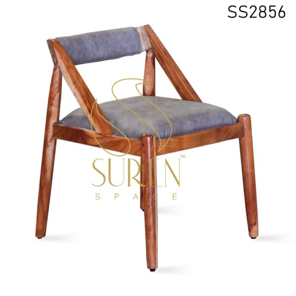 Natural Finish Solid Acacia Wood Upholstered Chair