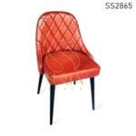Pure Leather Metal Leg Upholstered Dining Chair