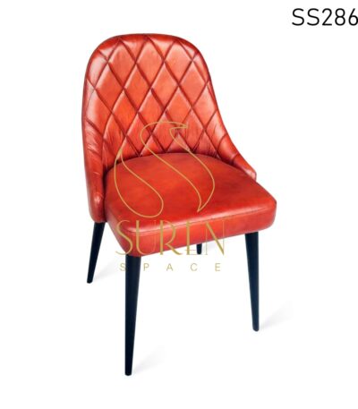 Pure Leather Metal Leg Upholstered Dining Chair