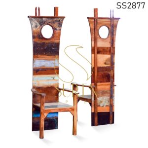 Reclaimed Wood Boat Theme High Back Dining Chair