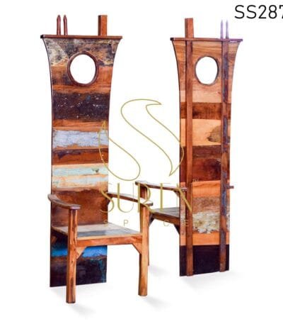 Reclaimed Wood Boat Theme High Back Dining Chair