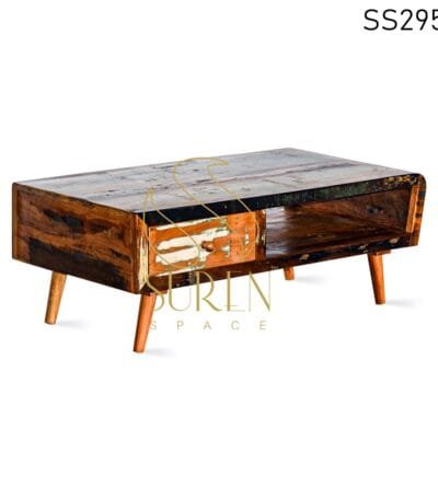 Reclaimed Wood One Drawer Center Table