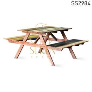 Reclaimed Wood Park Theme Dining Table Bench Table