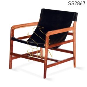 Solid Acacia Wood Genuine Leather Rest Chair