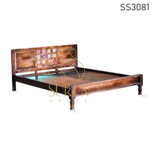 Solid Indian Wood Tile Enable Headboard Bed